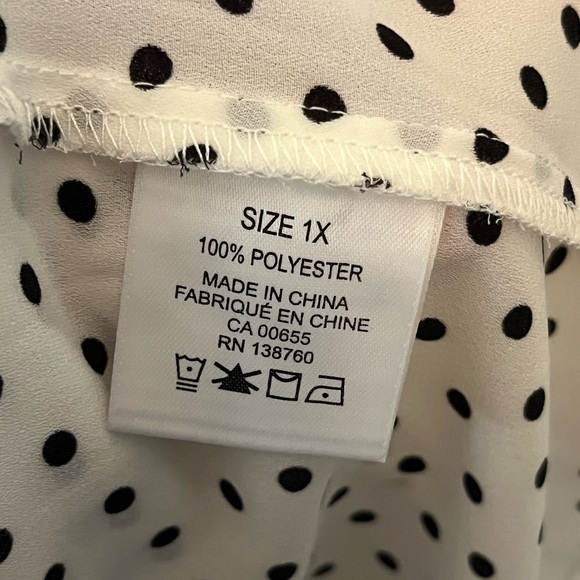NWOT 1X Penningtons White Polka Dots Blouse - Picture 8 of 8